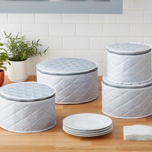New - Crate & Barrel Premium Quilted Dinnerware Storage Cases